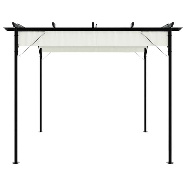 vidaXL Pergola ze zwijanym dachem, śmietankowa, 3x3 m, stalowa