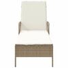 vidaXL Leżak z poduszką 1-osoba Beżowy 157 x 55 x 92cm polirattan