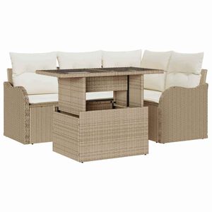 vidaXL Zestaw Sof na Ogr&oacute;d 5 szt. Beżowy Rattan poli