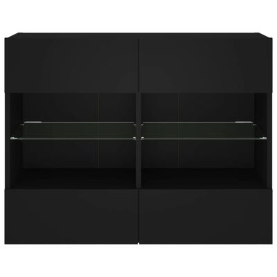 vidaXL Ścienna szafka TV z LED, czarna, 78,5x30x60,5 cm
