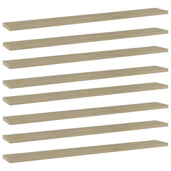 vidaXL P&oacute;łki na książki, 8 szt., kolor dąb sonoma, 80x10x1,5 cm