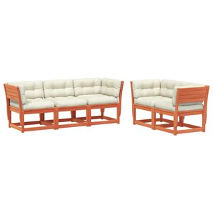 vidaXL 5-cz. zestaw mebli ogrodowych z poduszkami, woskowy brąz, sosna