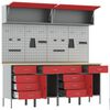 vidaXL Zestaw szafek roboczych z szufladą Z blokadą 10 pcs Czerwony