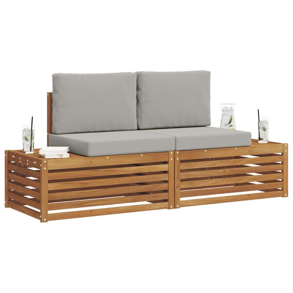 vidaXL Zestaw sof na zewnątrz 2 Sztuka Naturalny i Jasny Szary