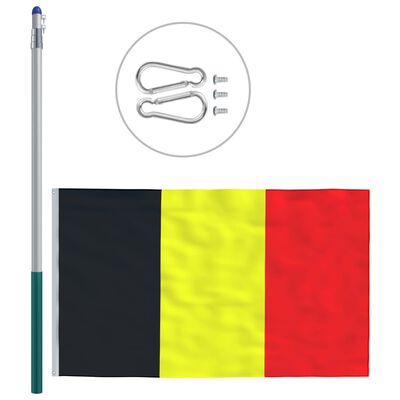 vidaXL Flaga Belgii z aluminiowym masztem, 6 m