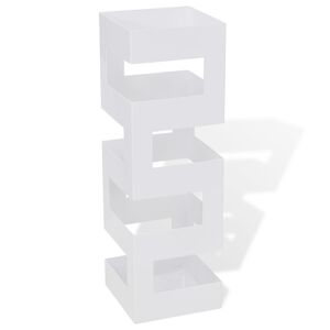 vidaXL Kwadratowy stojak na parasole i laski, biały, stalowy, 48,5 cm
