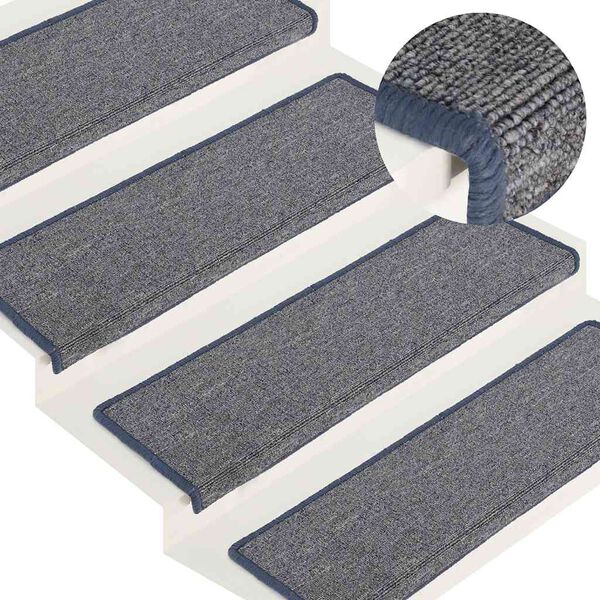 vidaXL Maty na schody 30 szt. 65x21x4 cm, jasnoszare i niebieskie, prostokątne krawędzie