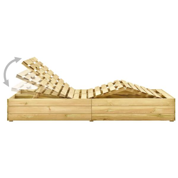 vidaXL Podw&oacute;jny leżak z kobaltowymi poduszkami, impregnowana sosna