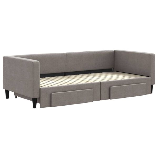 vidaXL Sofa rozsuwana z szufladami, taupe, 90x200 cm, tkanina