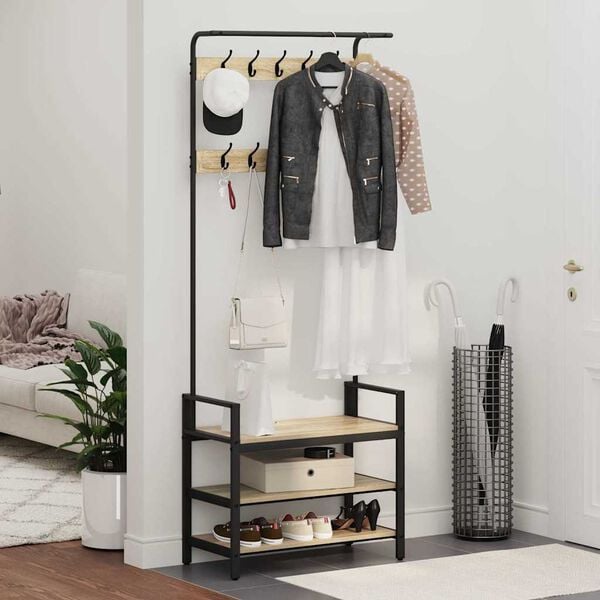 vidaXL Wieszak na płaszcze z p&oacute;łką Dąb Sonoma 75 x 34 x 184 cm