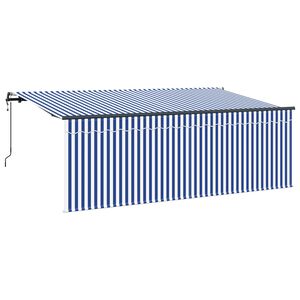 vidaXL Markiza wysuwana Niebieski i biały 350 x 200 cm