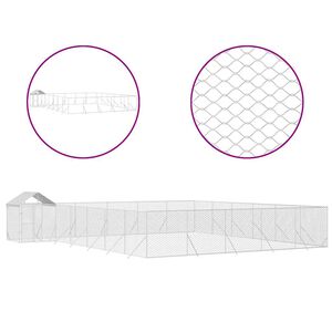 vidaXL Kojec dla psa, z dachem, srebrny,12x12x2,5m, stal galwanizowana