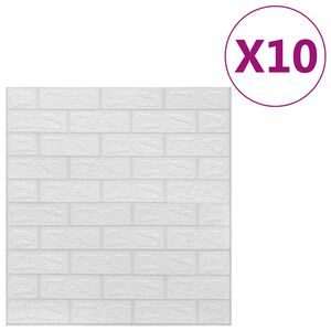 vidaXL Panele 3D z imitacją cegły, samoprzylepne, 10 szt., białe