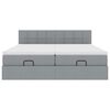vidaXL Rama ł&oacute;żka otomana z materacami, szara, 200x200 cm, tkanina