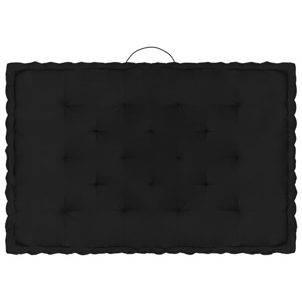 vidaXL Poduszki na podłogę lub palety, 4 szt., czarne, bawełniane