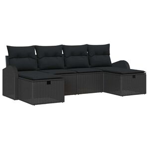 vidaXL Zestaw Sof 6 szt. Czarny polirattan
