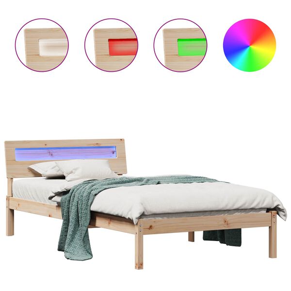 vidaXL Ramka ł&oacute;żka Brązowy 90 x 190 cm Lite drewno sosnowe