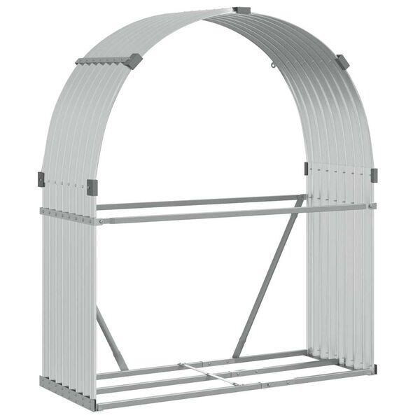 vidaXL Stojak na drewno, srebrny, 120x45x140 cm, stal galwanizowana