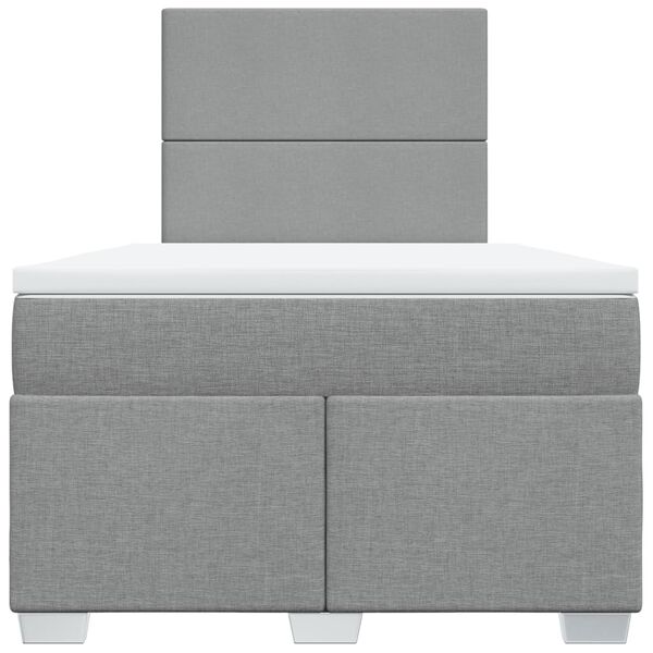 vidaXL Łóżko kontynentalne z materacem, jasnoszare, tkanina 120x200 cm