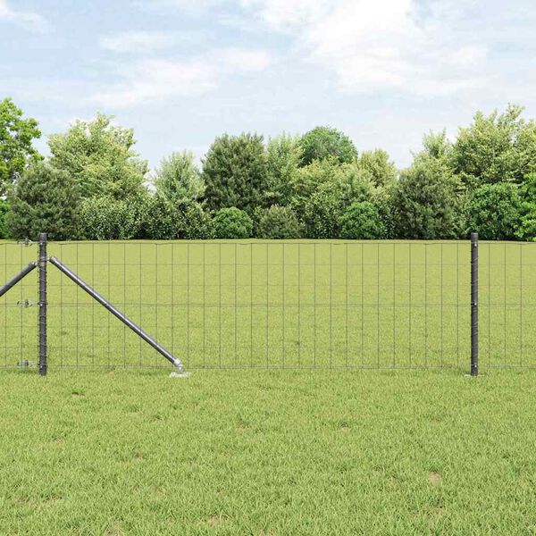 vidaXL Ogrodzenie z słupkami Szary 0.6 x 25 m Stal