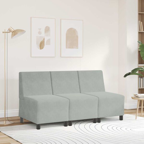 vidaXL Modułowa sofa bez podłokietnik&oacute;w Jasnoszara 55 cm Aksamit