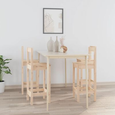 vidaXL Krzesła barowe, 4 szt., lite drewno sosnowe