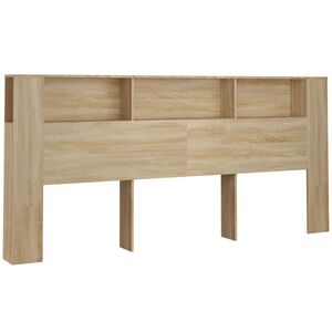 vidaXL Wezgłowie ł&oacute;żka z p&oacute;łkami, dąb sonoma, 220x18,5x104,5 cm