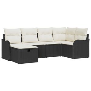 vidaXL Zestaw Sof na Ogr&oacute;d z poduszką 6 pcs Czarny Polirattan