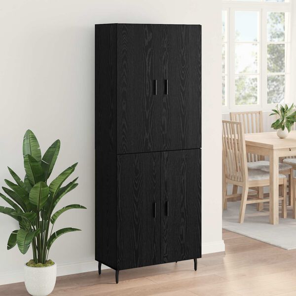 vidaXL Highboard 2 pcs Czarny dąb Drewno inżynieryjne i szkło