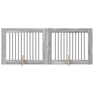 vidaXL Bramka dla ps&oacute;w z podp&oacute;rkami 2 pcs Szary Sonoma 100 x 80 cm