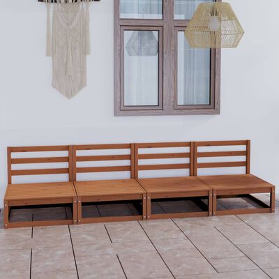 vidaXL 4-osobowa sofa ogrodowa, miodowy brąz, lite drewno sosnowe