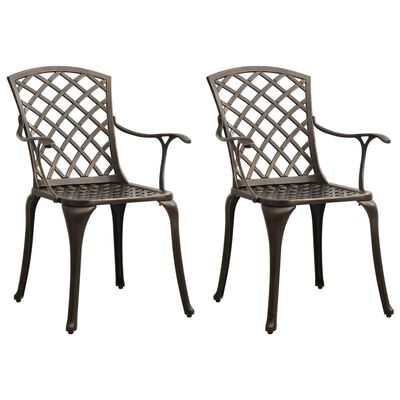 vidaXL Krzesła ogrodowe 2 szt., odlewane aluminium, brązowe