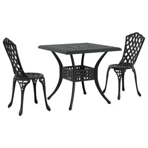 vidaXL Zestaw stoł&oacute;w ogrodowych 3 pcs Czarny Aluminium odlewane