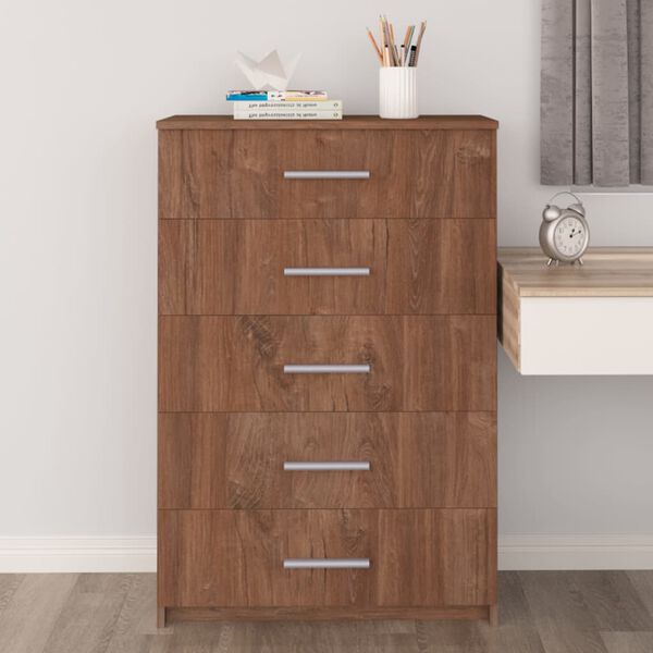 vidaXL Komoda, brązowy dąb, 71x35x108 cm, płyta wi&oacute;rowa
