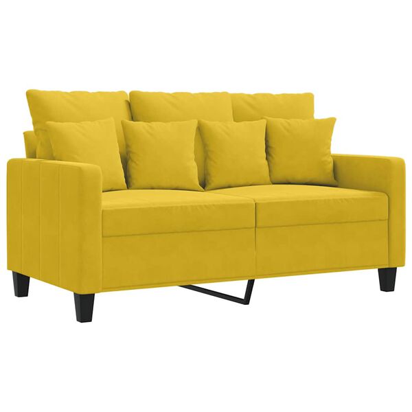 vidaXL Sofa 2-osobowa, ż&oacute;łta, 120 cm, tapicerowana aksamitem