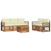 vidaXL Zestawy sof 6 pcs Naturalny i Kremowy Lite Drewno Akacji