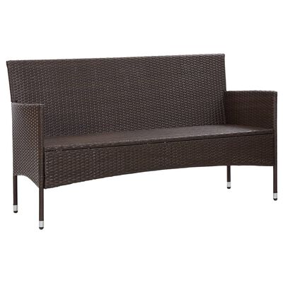 vidaXL 3-osobowa sofa ogrodowa z poduszkami, polirattan, brązowa