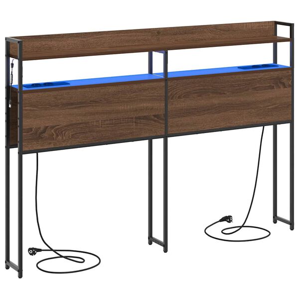 vidaXL Zagłówek z półką Brązowy dąb 150 cm Materiał drewnopochodny