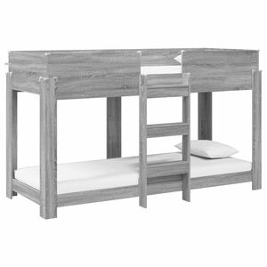 vidaXL Ł&oacute;żko piętrowe dla dzieci z materacem Szary Sonoma 75 x 190 cm