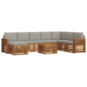 vidaXL Zestaw sof na zewnątrz z poduszką 9 pcs Naturalny i Jasny Szary