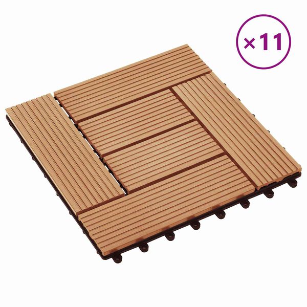 vidaXL Płytka Tarasowa 11 pcs Drewno tekowe 30 x 30 cm