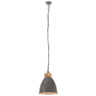 vidaXL Industrialna lampa wisząca, szare żelazo i drewno, 35 cm, E27