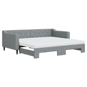 vidaXL Sofa rozsuwana z materacami, jasnoszara, 90x190 cm, tkanina