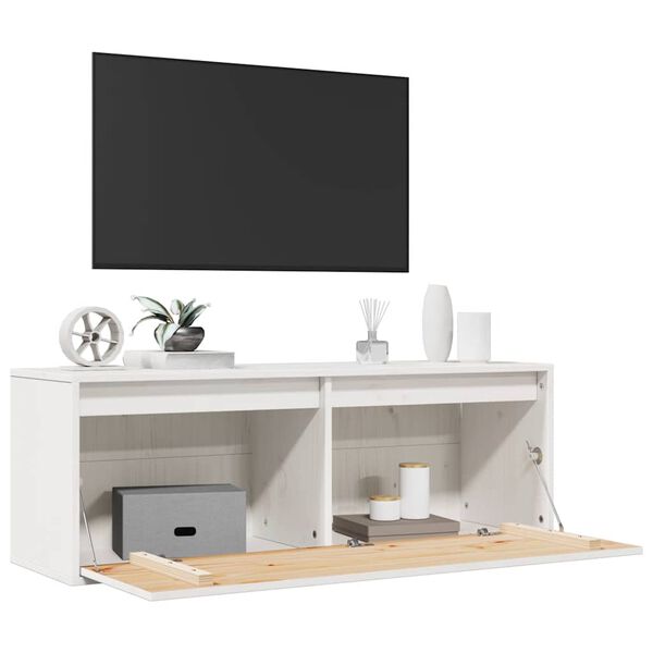 vidaXL Szafka ścienna, biała, 100x30x35 cm, lite drewno sosnowe