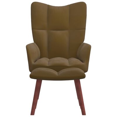 vidaXL Fotel z podnóżkiem, brązowy, obity aksamitem