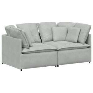 vidaXL Sofa modułowa z poduszkami aksamitna jasnoszara