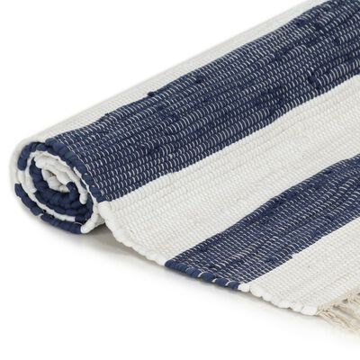 vidaXL Ręcznie tkany dywan Chindi, bawełna, 120x170cm, biało-niebieski