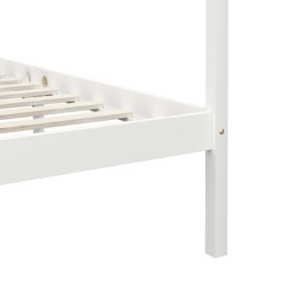 vidaXL Rama łóżka z baldachimem, biel, lite drewno sosnowe, 90x200 cm