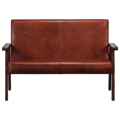vidaXL 2-osobowa sofa, brązowa, skóra naturalna