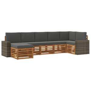 vidaXL Zestaw sof na zewnątrz 7 szt. 6-osobowe Naturalny i Antracytowy